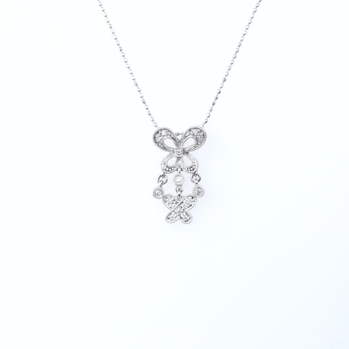 DIAMOND NECKLACES GEMSTONE 14KT WHITE DIAMOND PENDANT