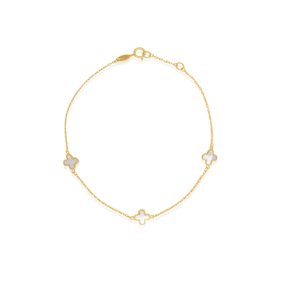 10K Yellow Gold MOP Clovers Bracelet (GBJ-10-1123-GB