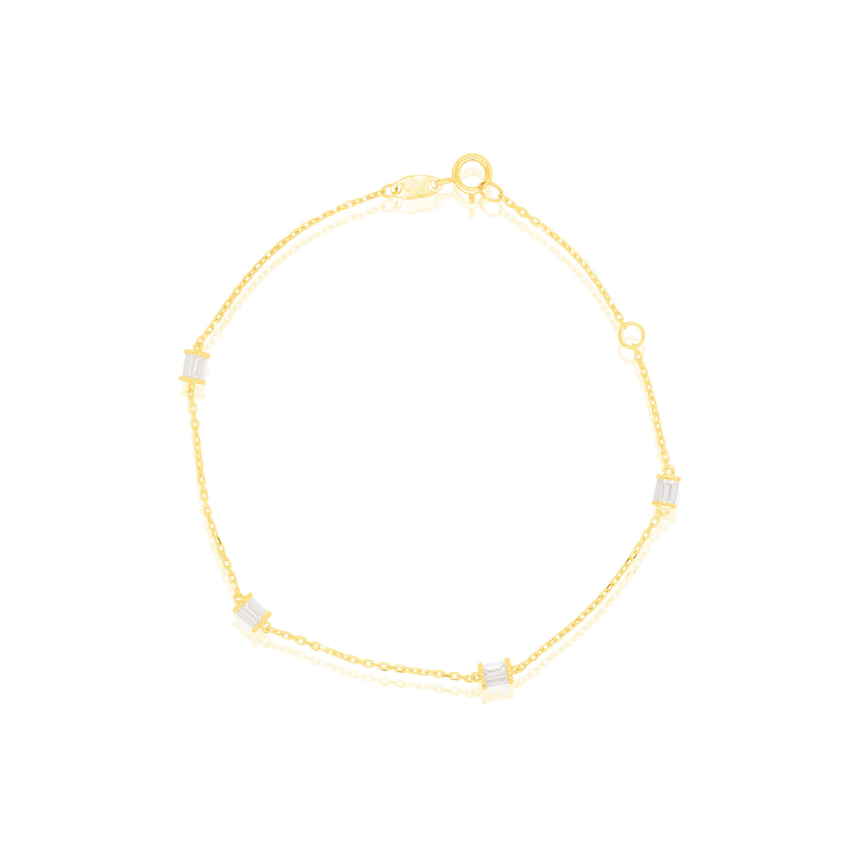 10K Yellow Gold Baguette CZ Station Bracelet (GBJ-10-1128-GB)