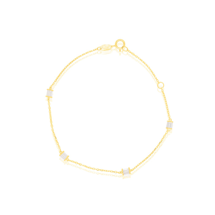 10K Yellow Gold Baguette CZ Station Bracelet (GBJ-10-1128-GB)