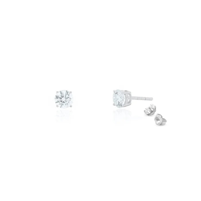 Sterling Silver Rhodium Plated Lab Diamonds 4mm Stud TCW 0.50ct Earrings