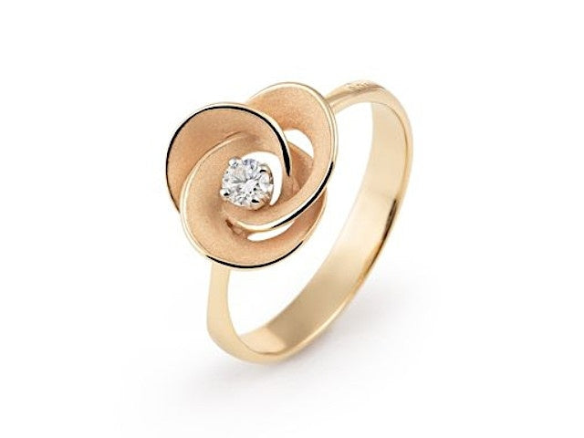 Desert Rose Series Ring, 18Kt Orange Apricot Gold with Diamond