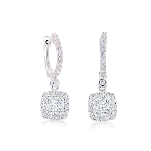 Miss Mimi Heritage Square Drop Earrings in White