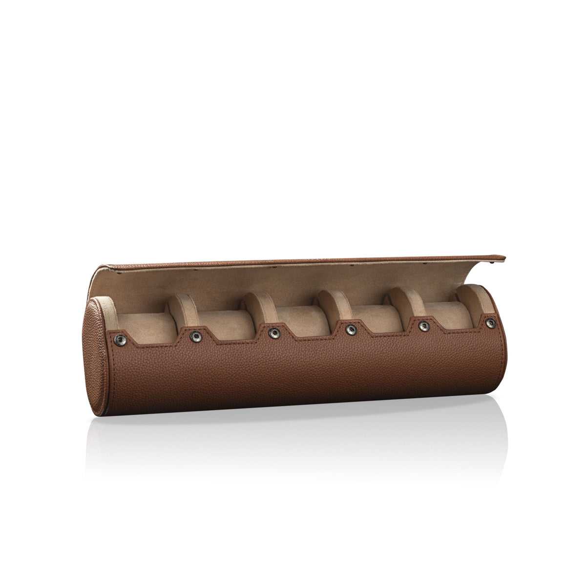 Charles 5 Watch Roll Brown & Cream