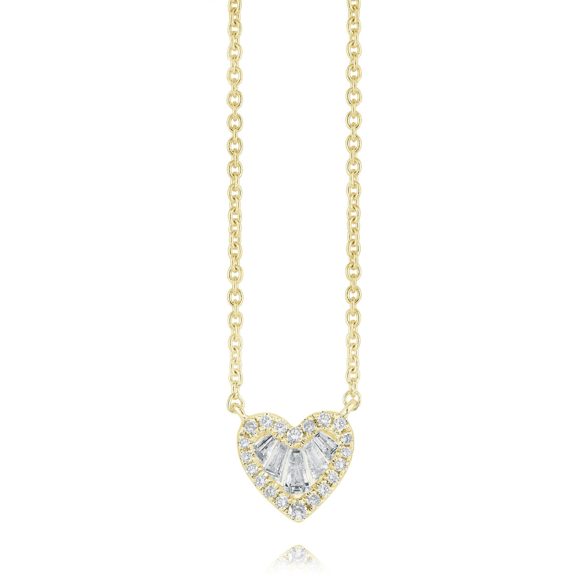 Diamond baguette heart necklace - Miss Mimi