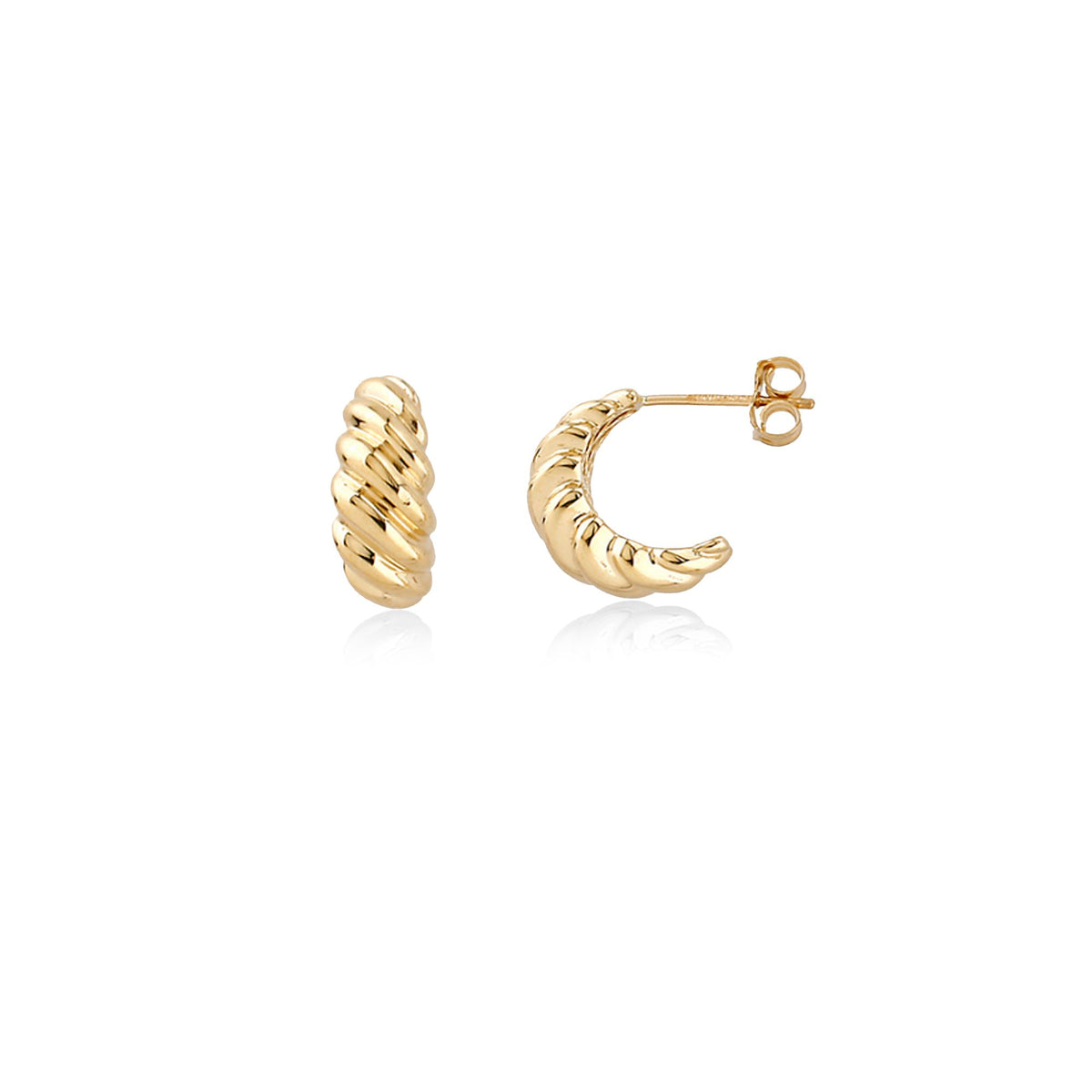 10K Yellow Gold Croissant Hoop Stud (GBJ-10-1109-GE)