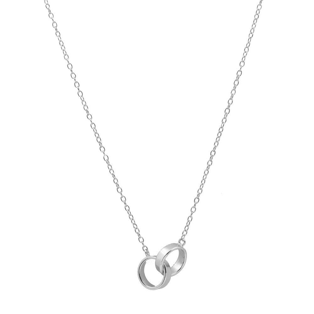 Sterling Silver Rhodium Plated Interlocked Rings Necklace  GBJ-1088-RH-N