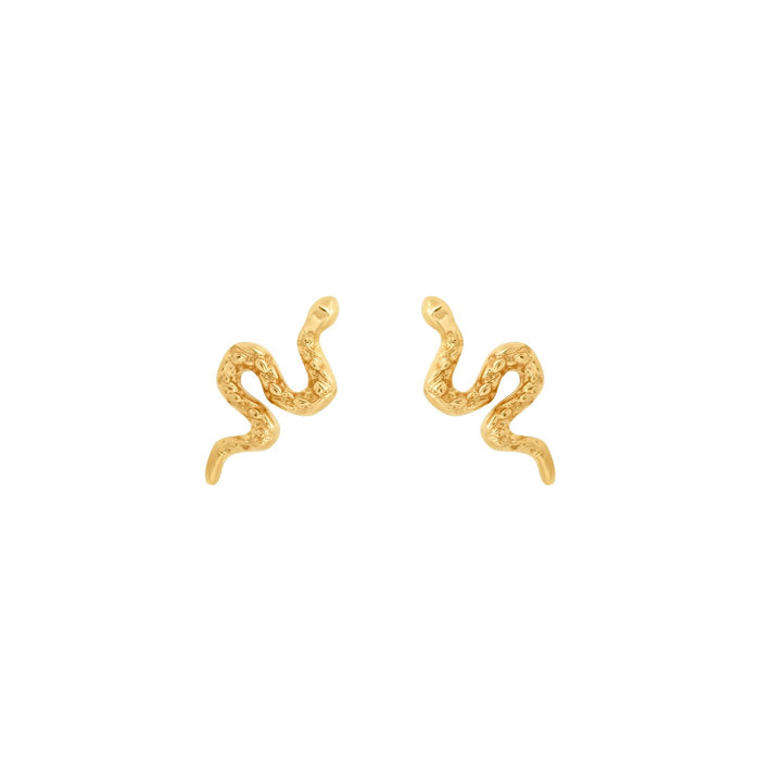 10K Yellow Gold Minimalist Snake Studs GBJ-10-1096-YG-GE