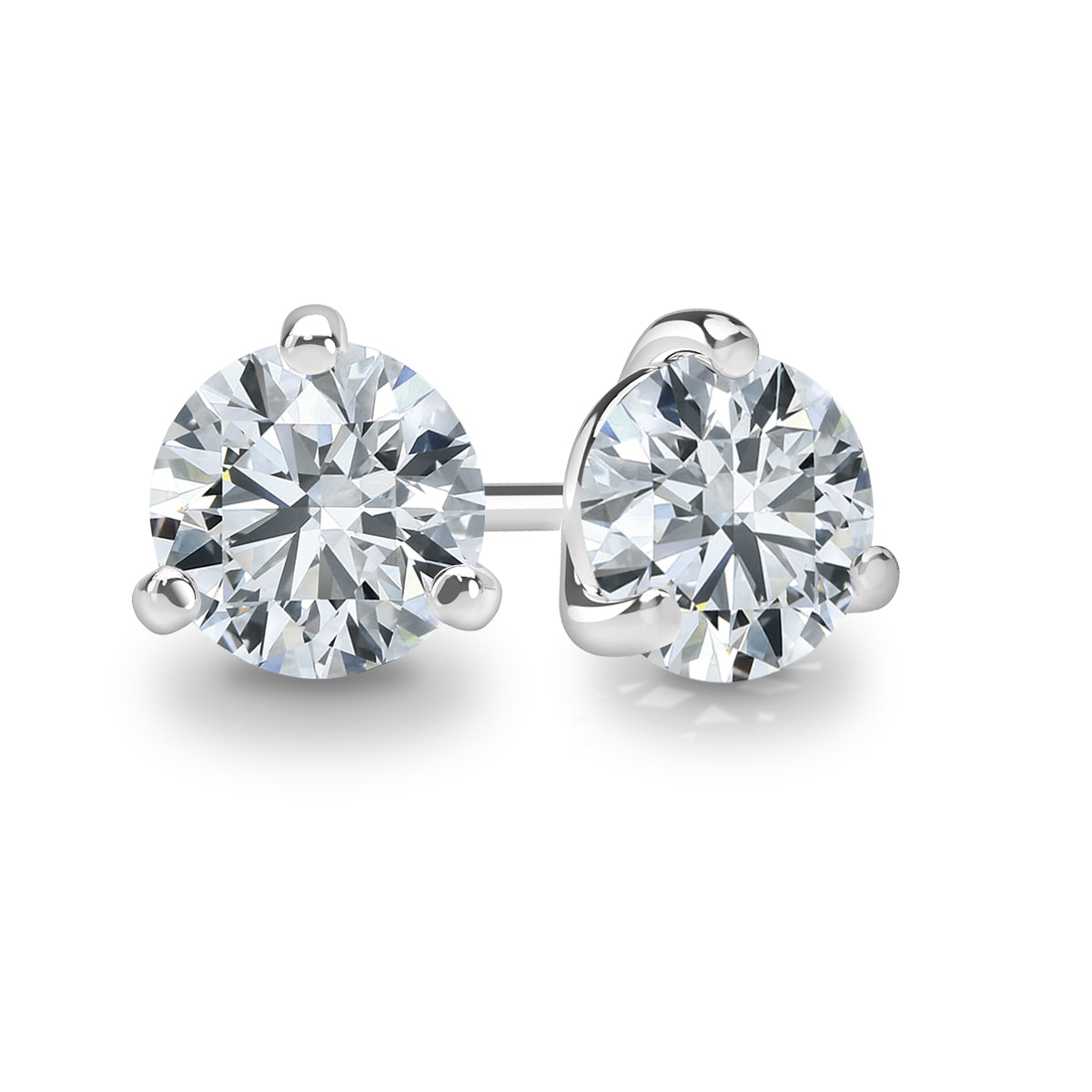 STUD EARRINGS Setting 3 Prong, Clutch/ Posts 1.00ct, Shape Round, Color G-H, Clarity SI2+, Metal Type and Color 18K White Gold, Metal Finish High Polish, Certificate Option GIA
