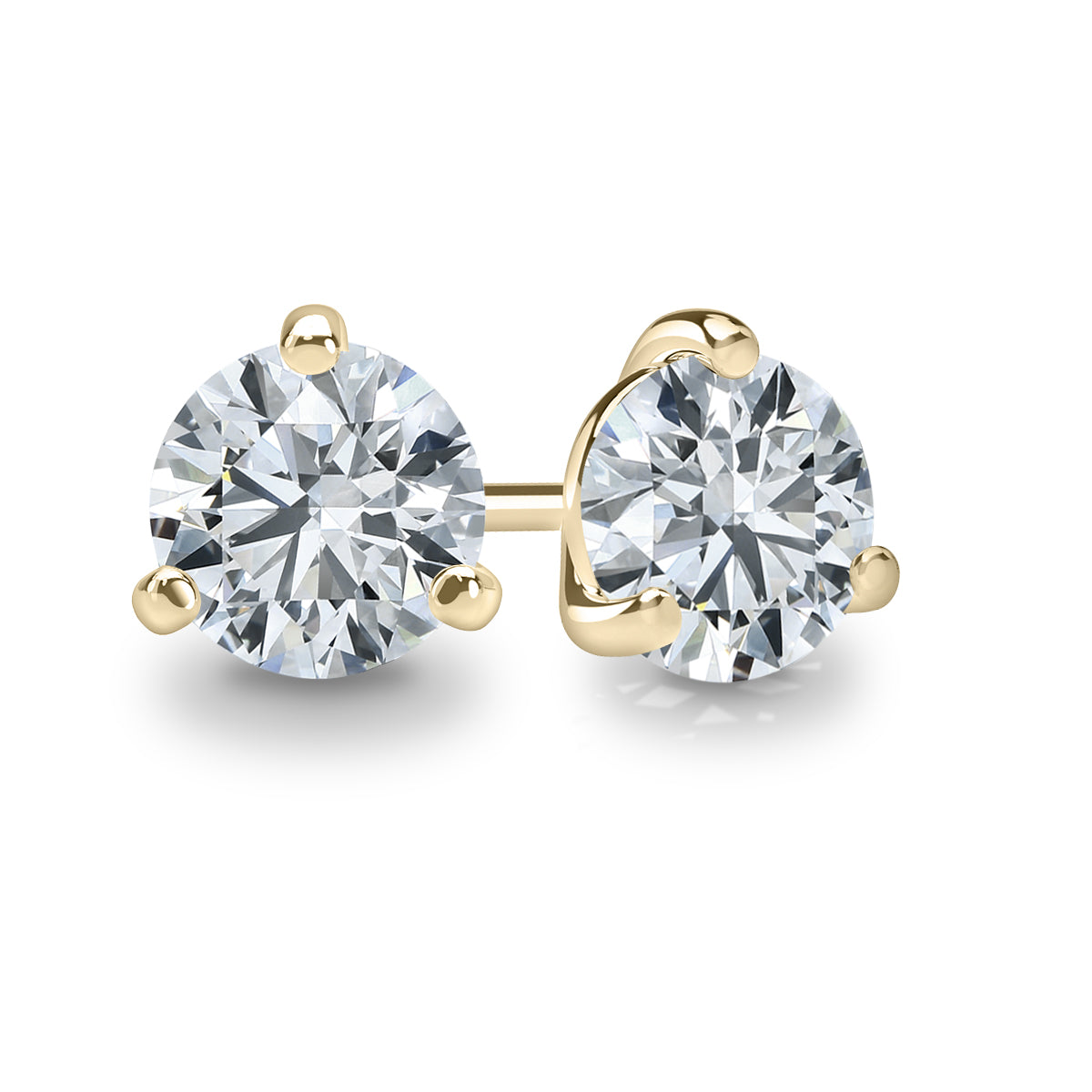STUD EARRINGS Setting 3 Prong, Clutch/ Posts 1.40ct, Shape Round, Color I-J, Clarity SI2+, Metal Type and Color 18K Yellow Gold, Metal Finish High Polish, Certificate Option GIA