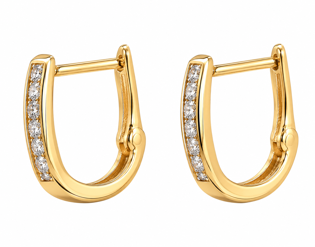 10 Yellow Gold Diamond Hoop Earrings GBJ-21-06