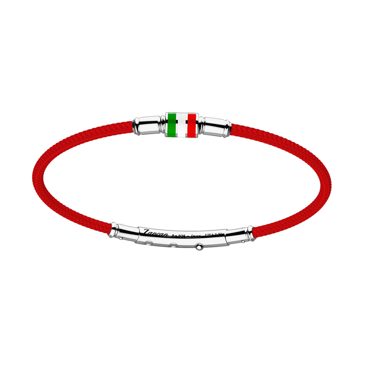 Red Kevlar Bracelet with Lacquered Silver Italian Flag