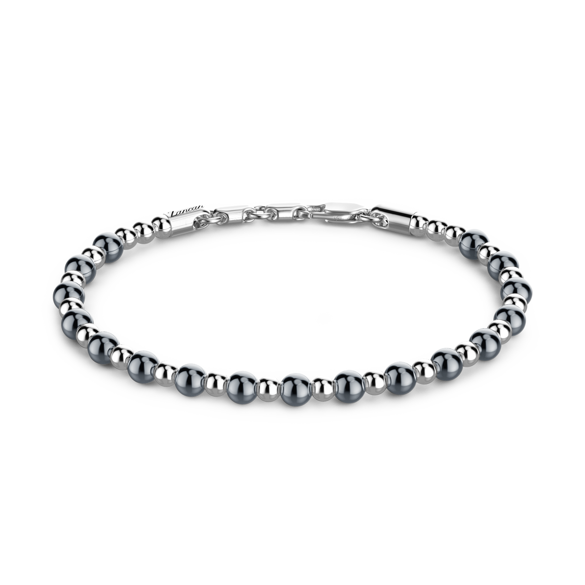 Soft Silver Bracelet with Blue Beads & Hard Natural Stones