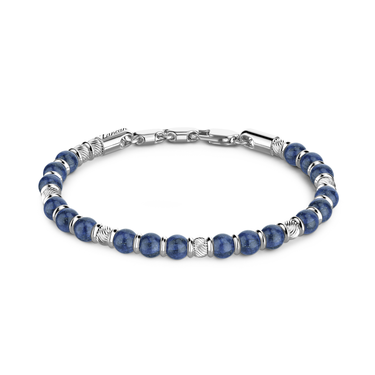 Soft Silver Bracelet with Blue Beads & Hard Natural Stones