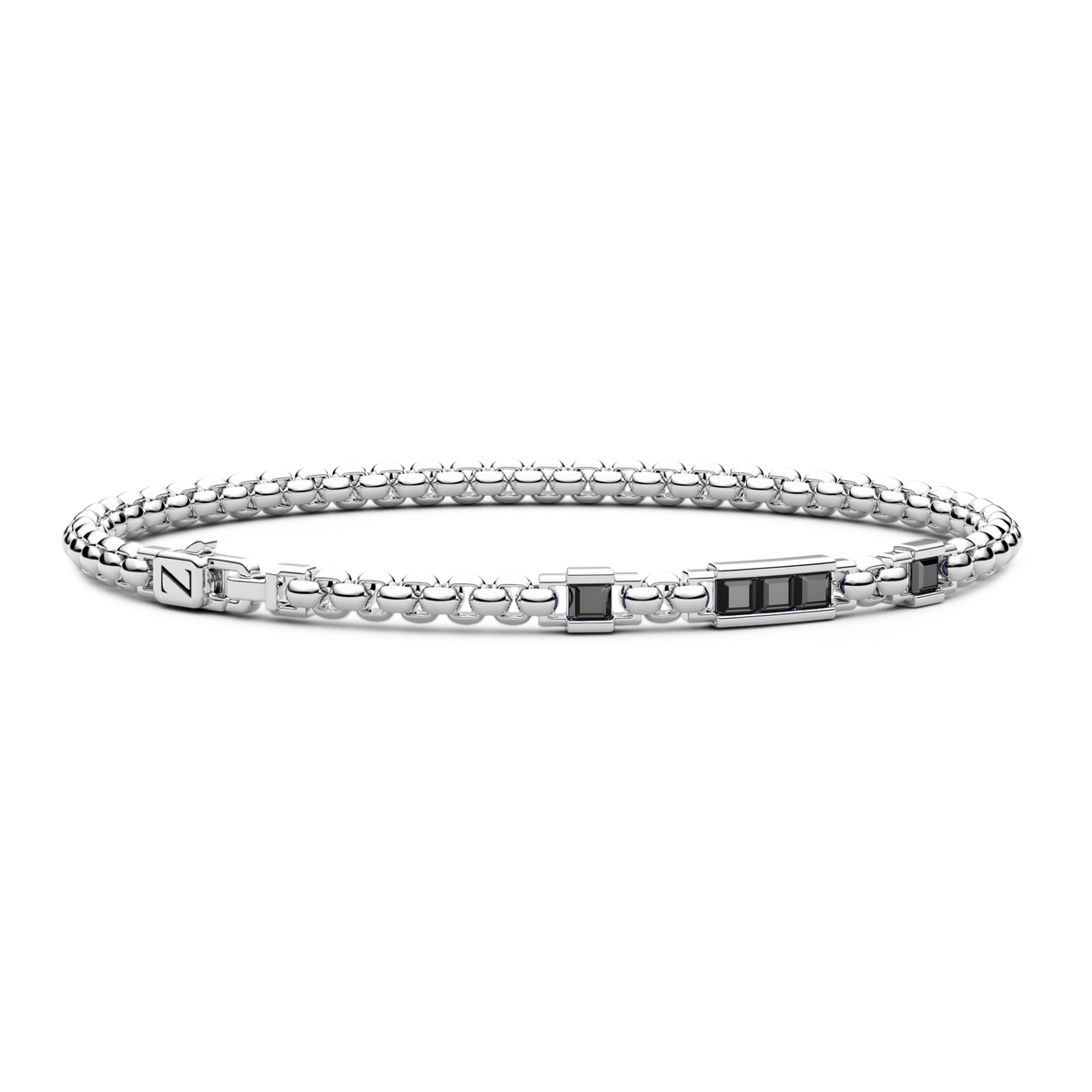 Silver Bracelet with Black Stones