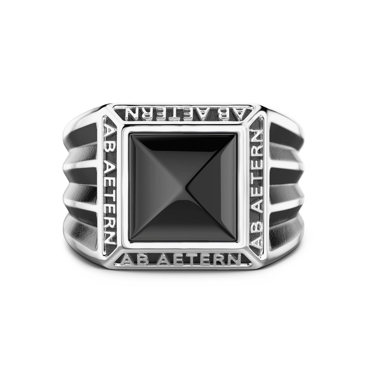 Silver Ring with Inscription in Latin and Onyx