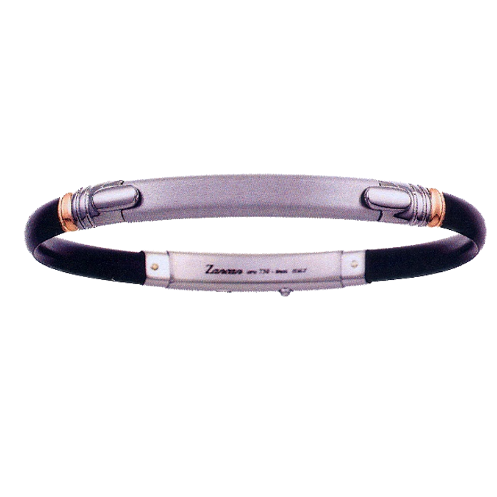 Black Silicone & Silver Bracelet with 18K Rose Gold Inserts