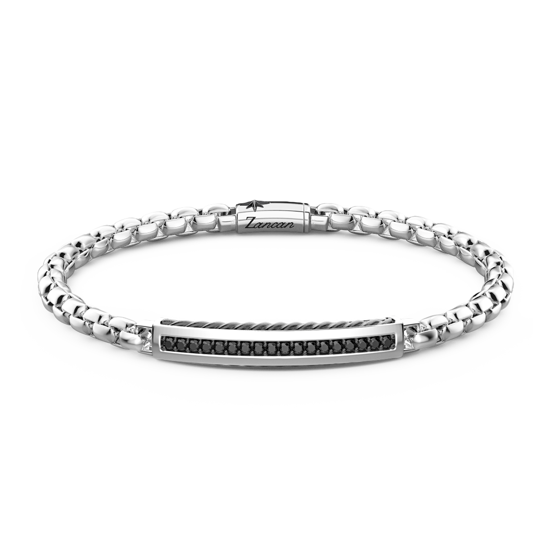 Venetian Silver & Black Stones Bracelet