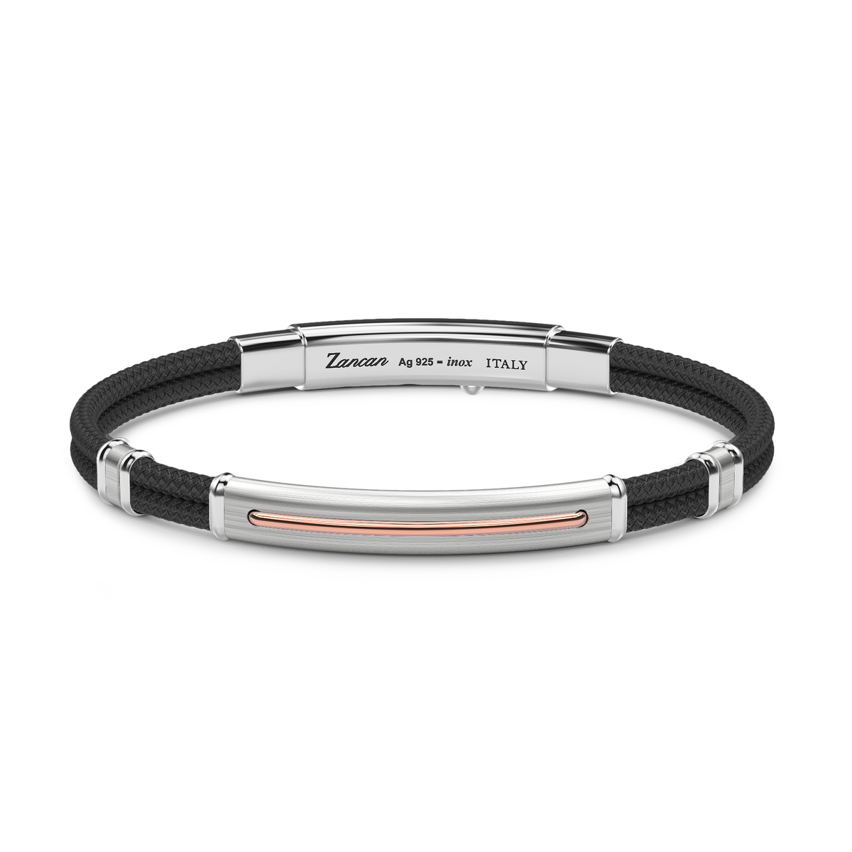 Black Kevlar Bracelet with Rose Gold