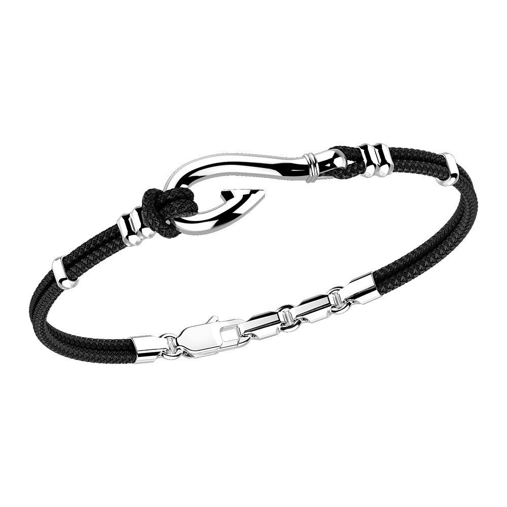 Black & Silver Bracelet with Silver Hook