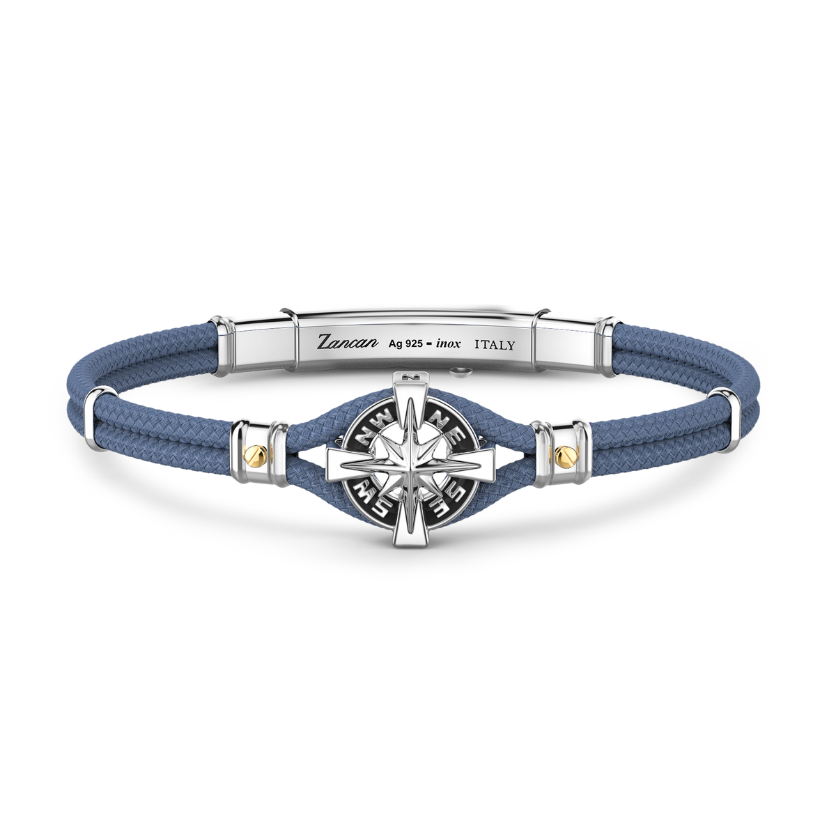 Cadet Blue Kevlar Bracelet with Silver Wind Rose