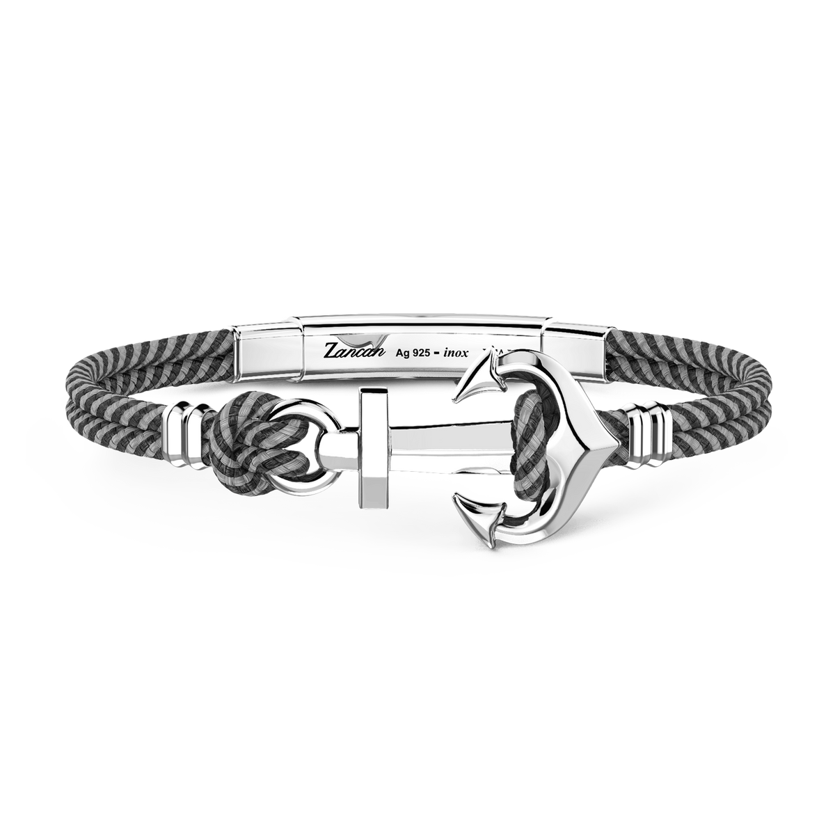 Gray Silver Anchor Kevlar Bracelet