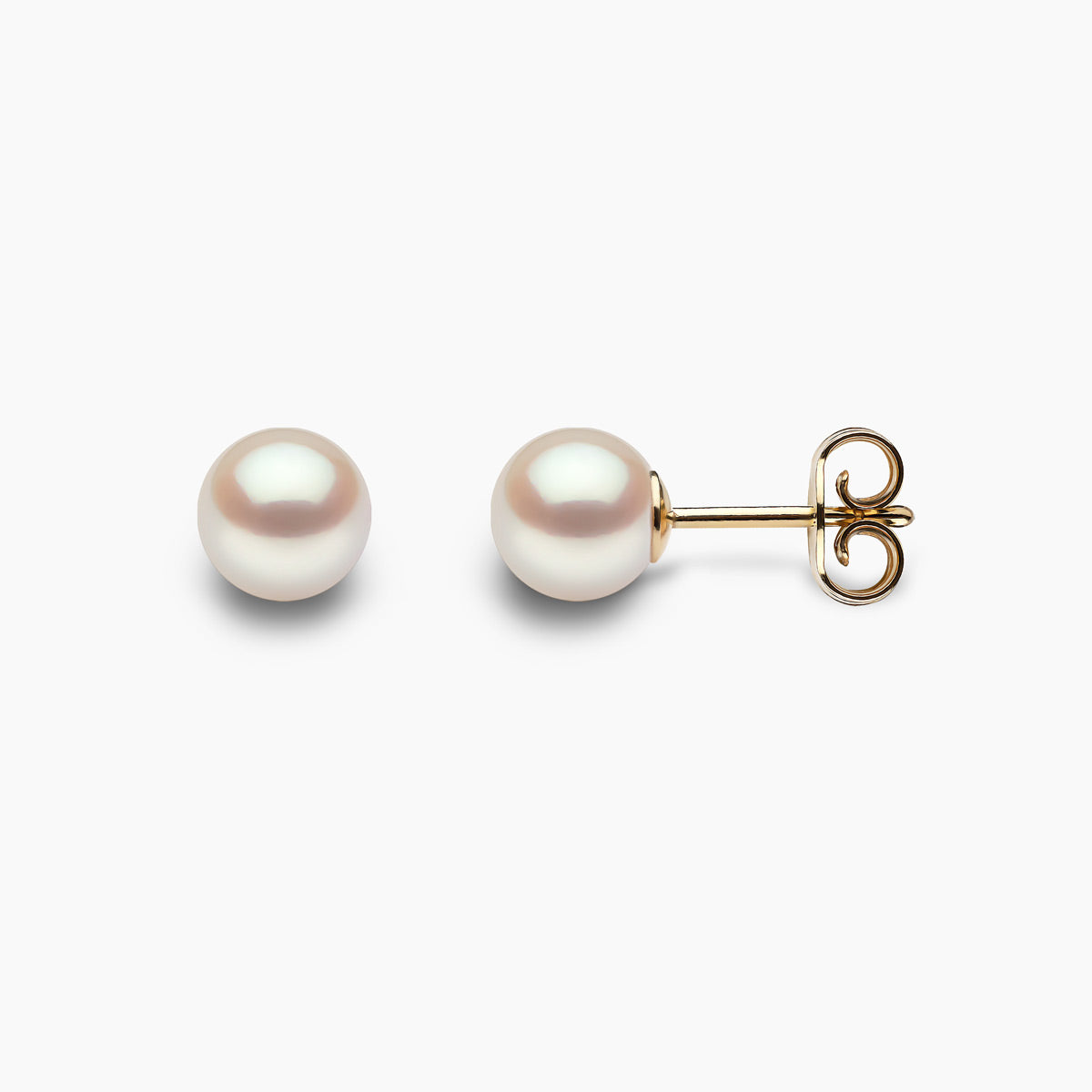 Classic 18K Gold AA Akoya Pearl Stud Earrings White Japanese Akoya 6mm
