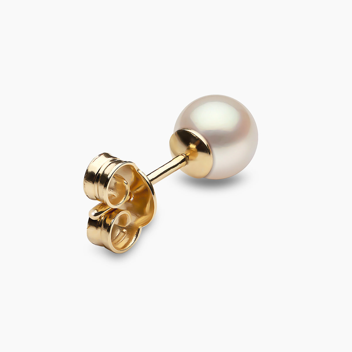 Classic 18K Gold AA Akoya Pearl Stud Earrings White Japanese Akoya 6mm