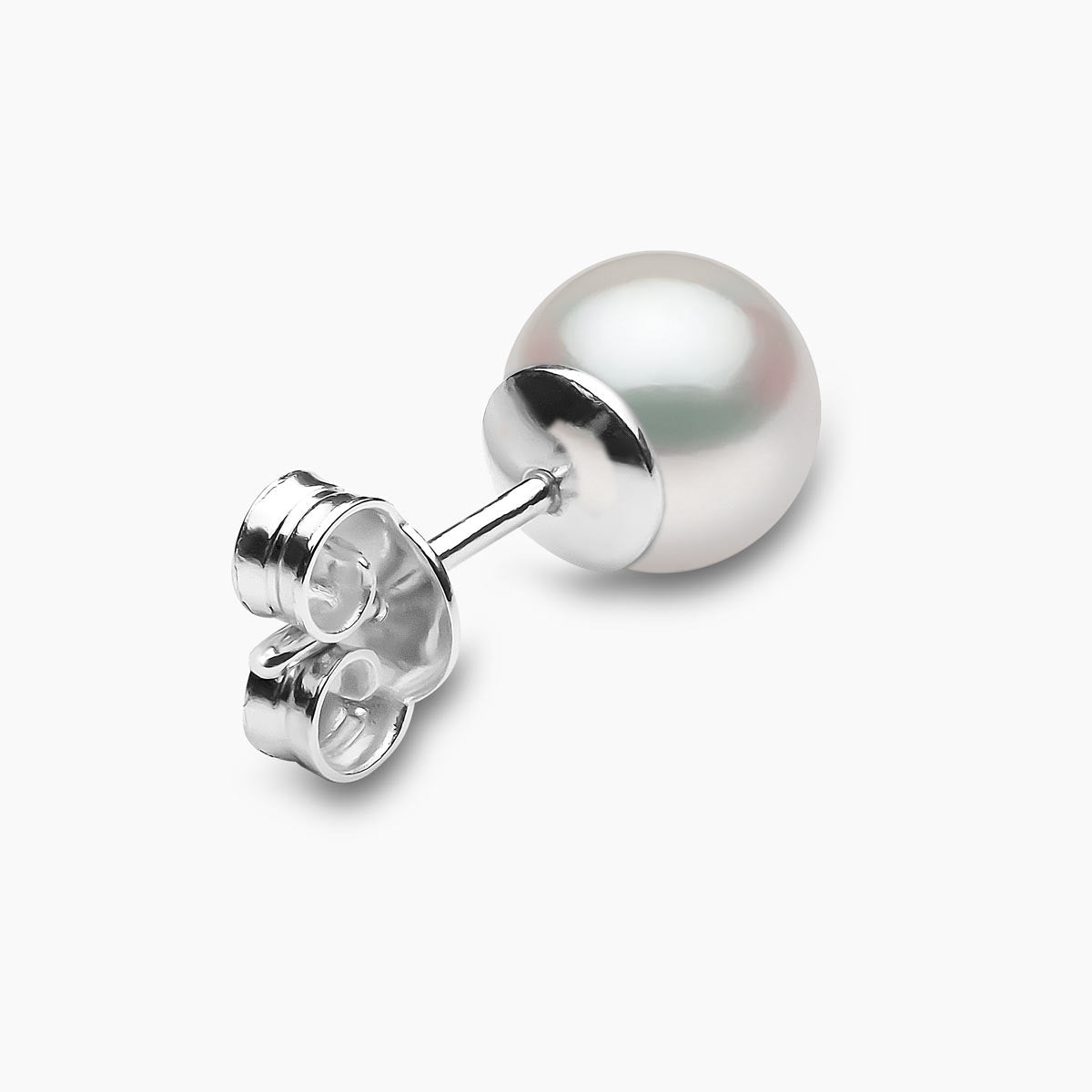 Classic 18K Gold AA Akoya Pearl Stud Earrings White Japanese Akoya 7mm