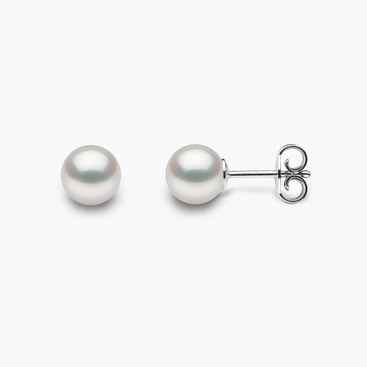 Classic 18K Gold Freshwater Pearl Stud Earrings White Freshwater 6mm