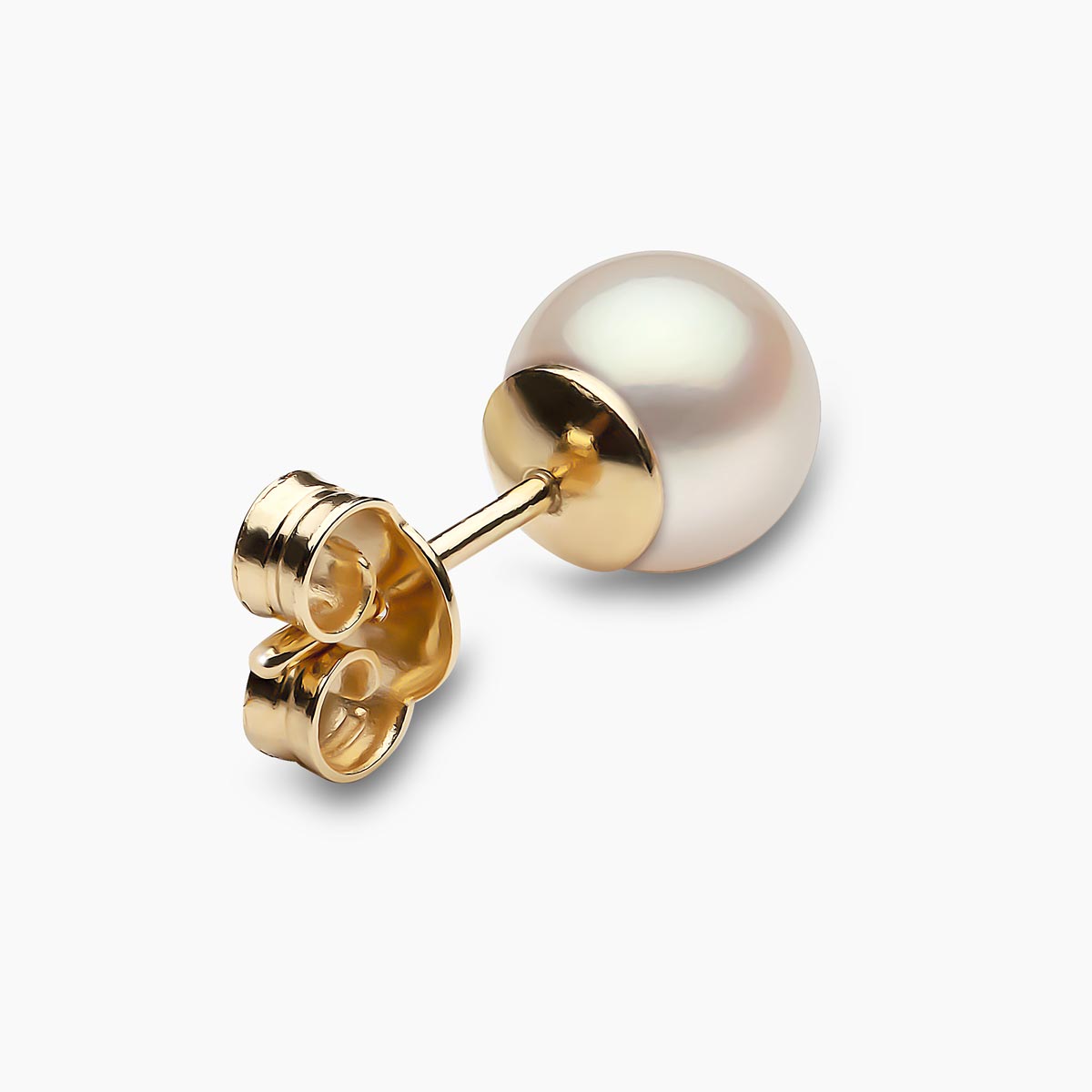 Classic 18K Gold Freshwater Pearl Stud Earrings White Freshwater 7mm