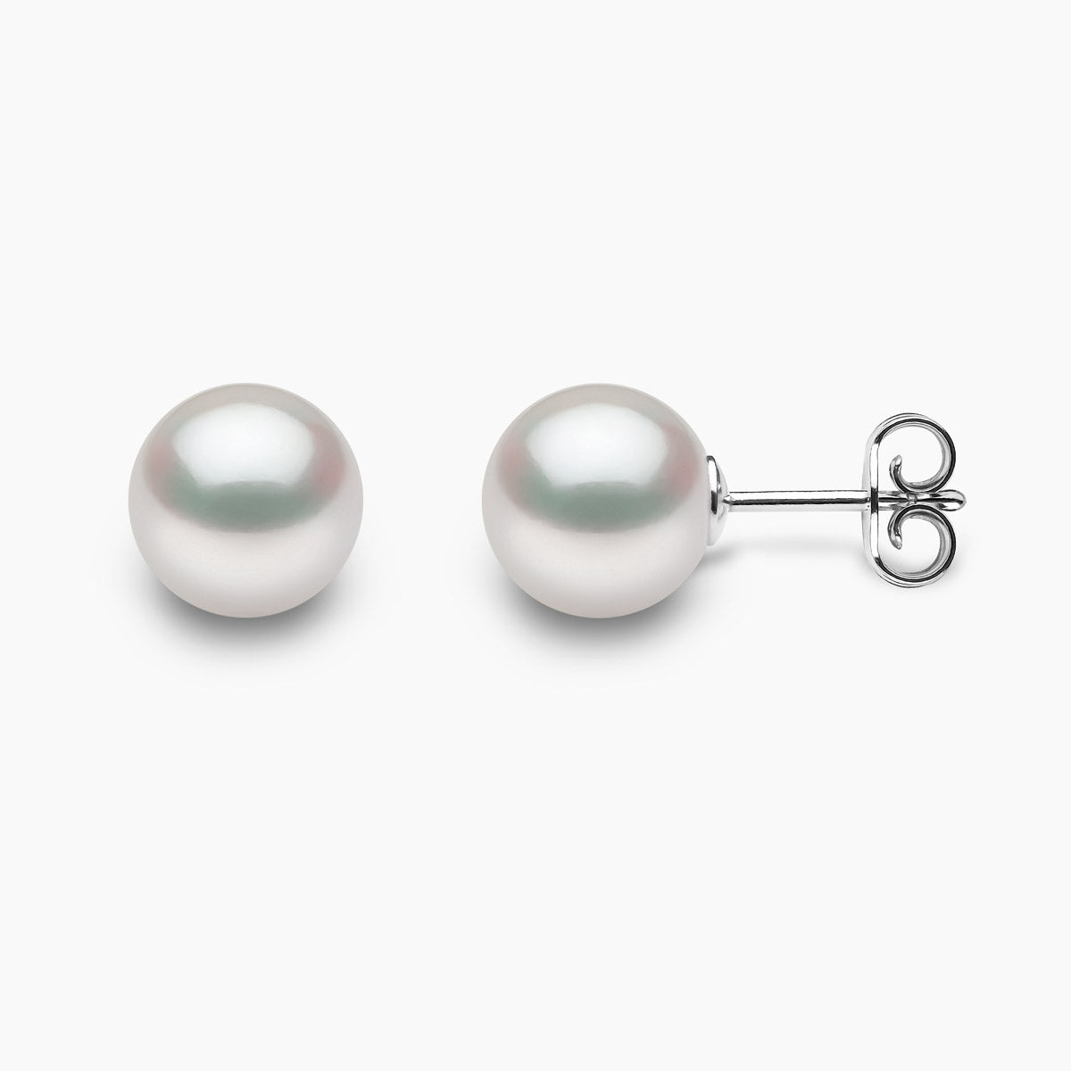 Classic 18K Gold Freshwater Pearl Stud Earrings White Freshwater 8mm