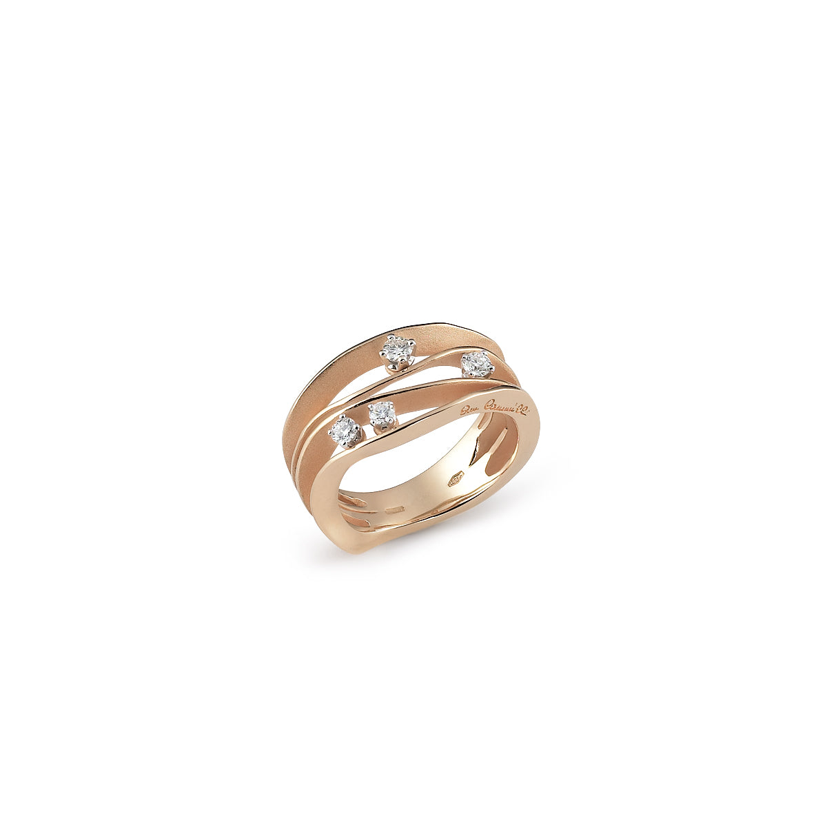 Dune Series Ring, 18Kt Orange Apricot Gold with Diamonds