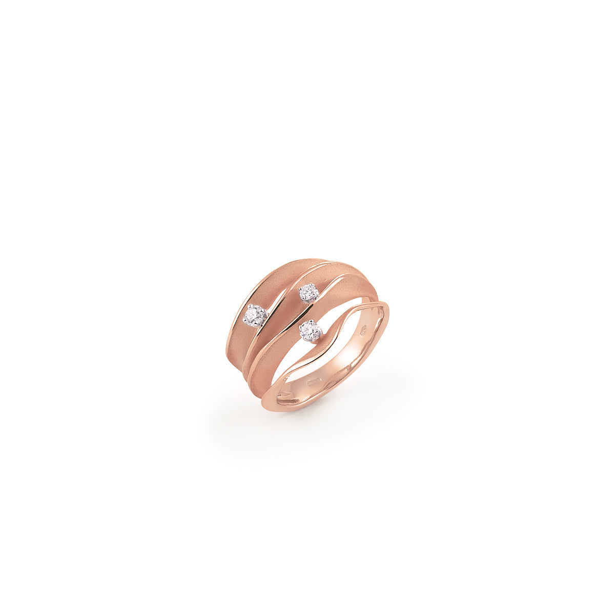 Dune Series Ring, 18Kt Pink Champagne Gold with Diamonds