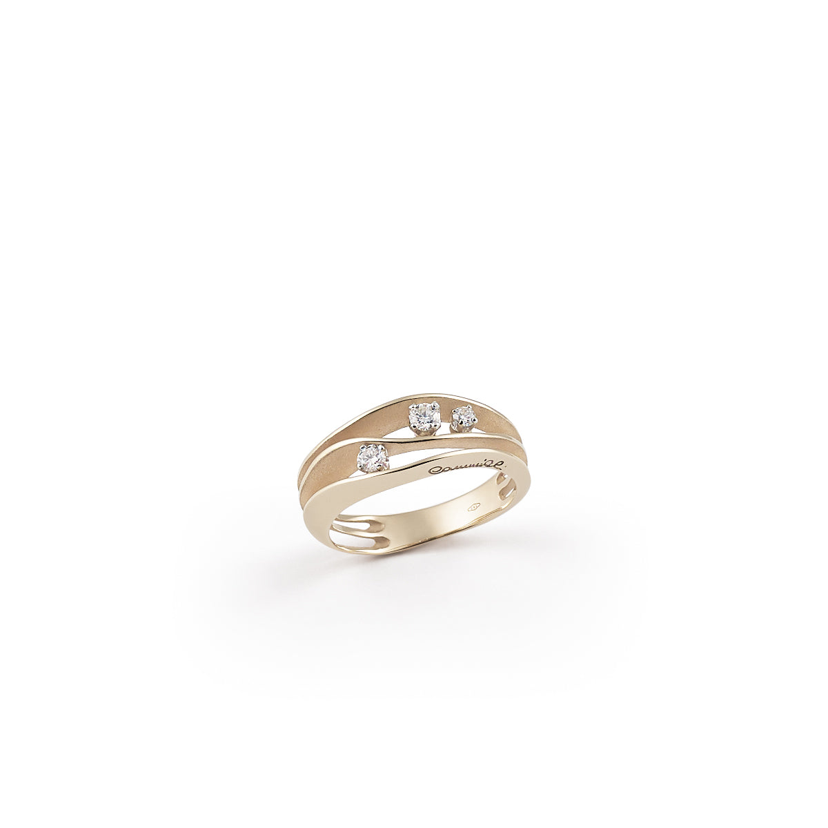 Dune Series Ring, 18Kt Natural Beige Gold with Diamonds