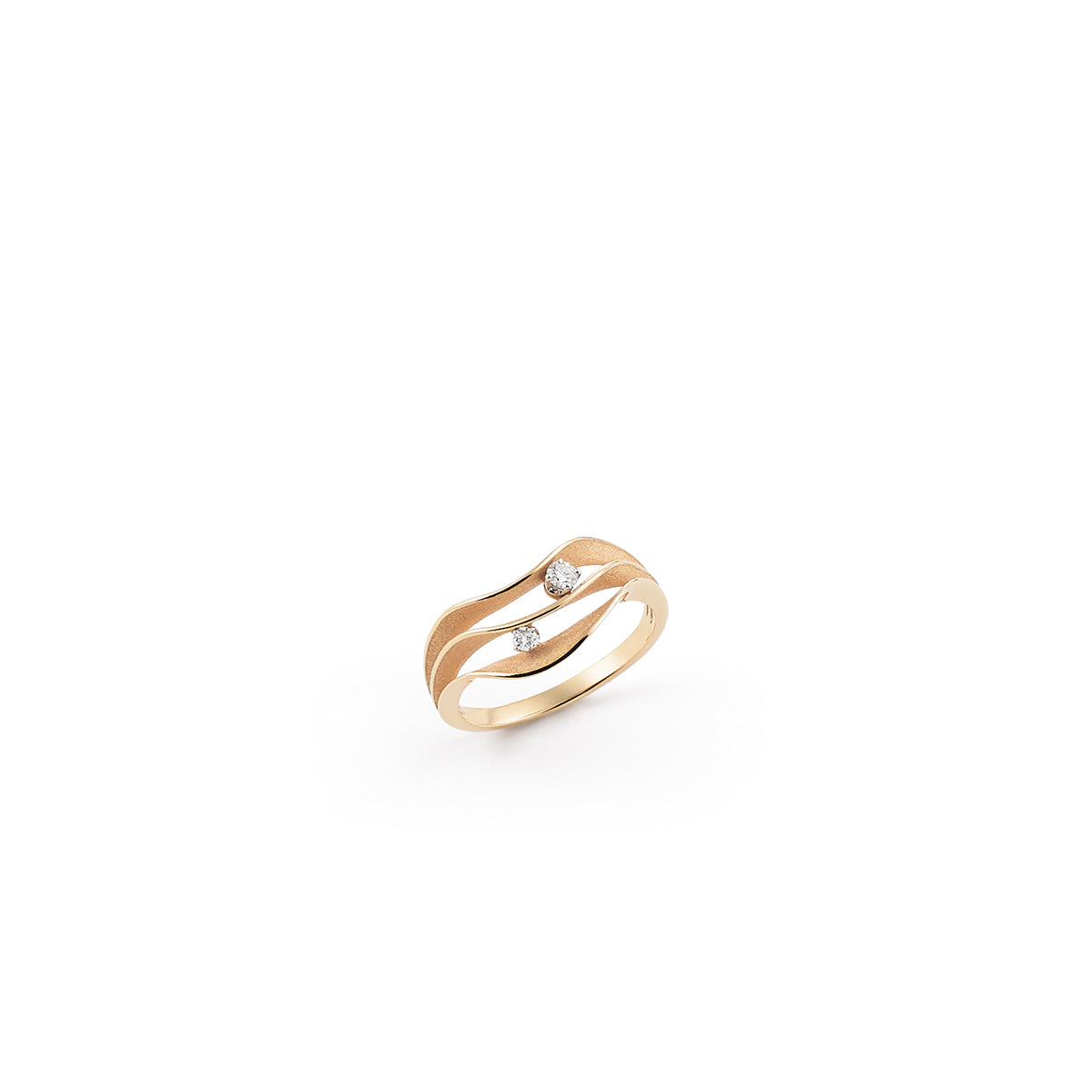 Dune Atolli Series Ring, 18Kt Orange Apricot Gold with Diamonds