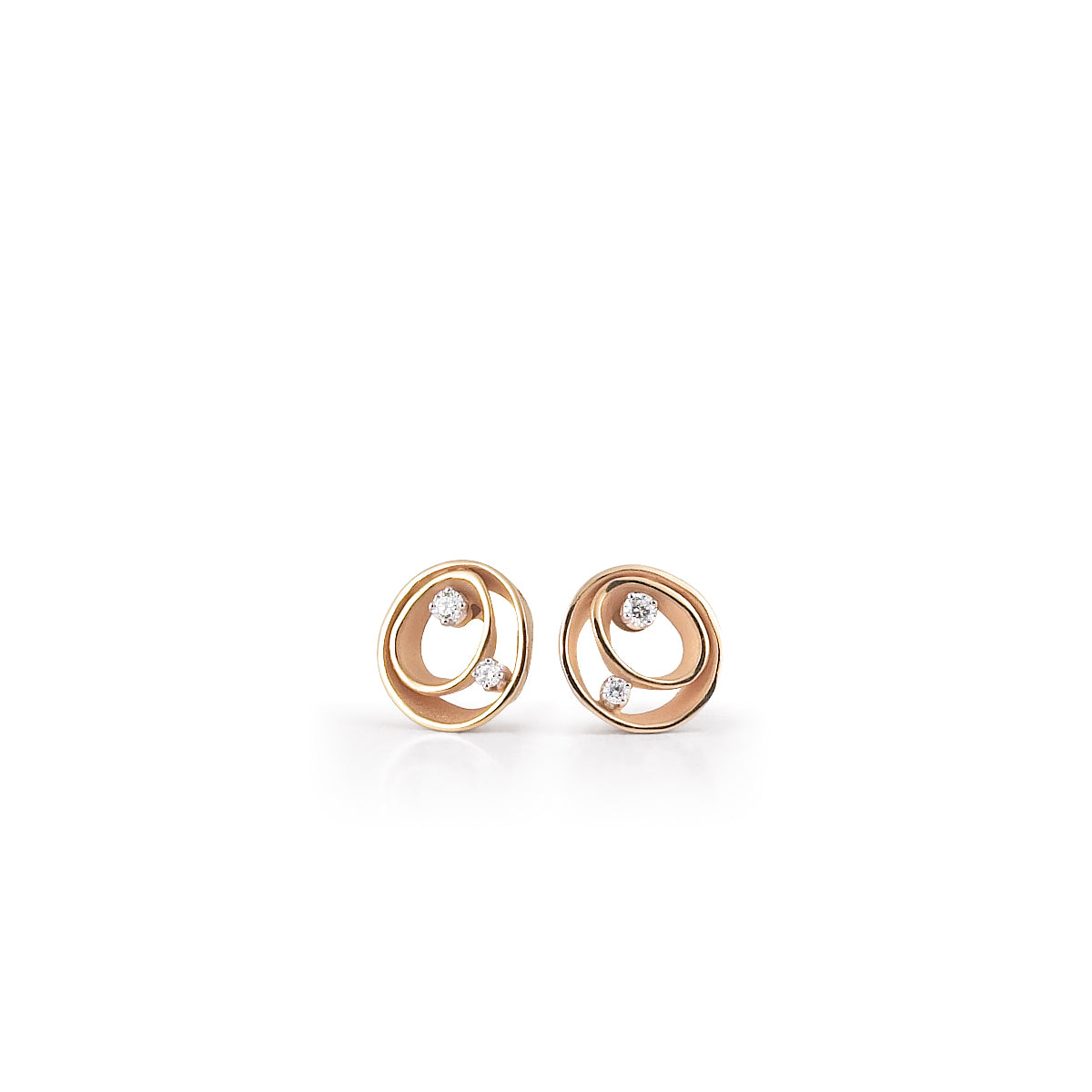 Dune Series Earrings, 18Kt Orange Apricot Gold with Diamonds