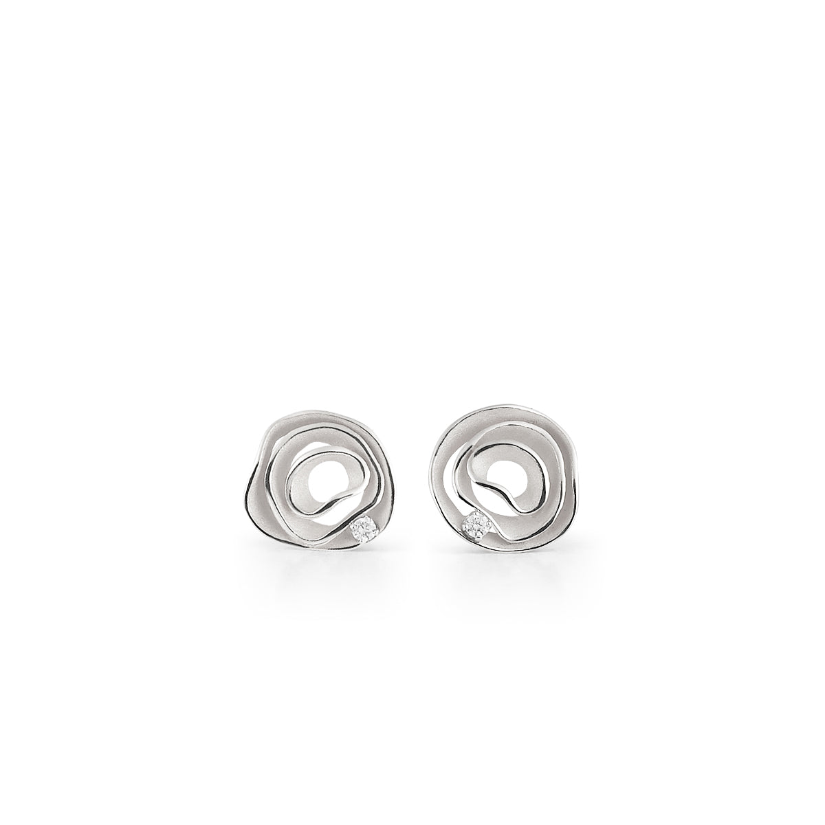 Dune Series Earrings, 18Kt White Ice Gold with Diamonds