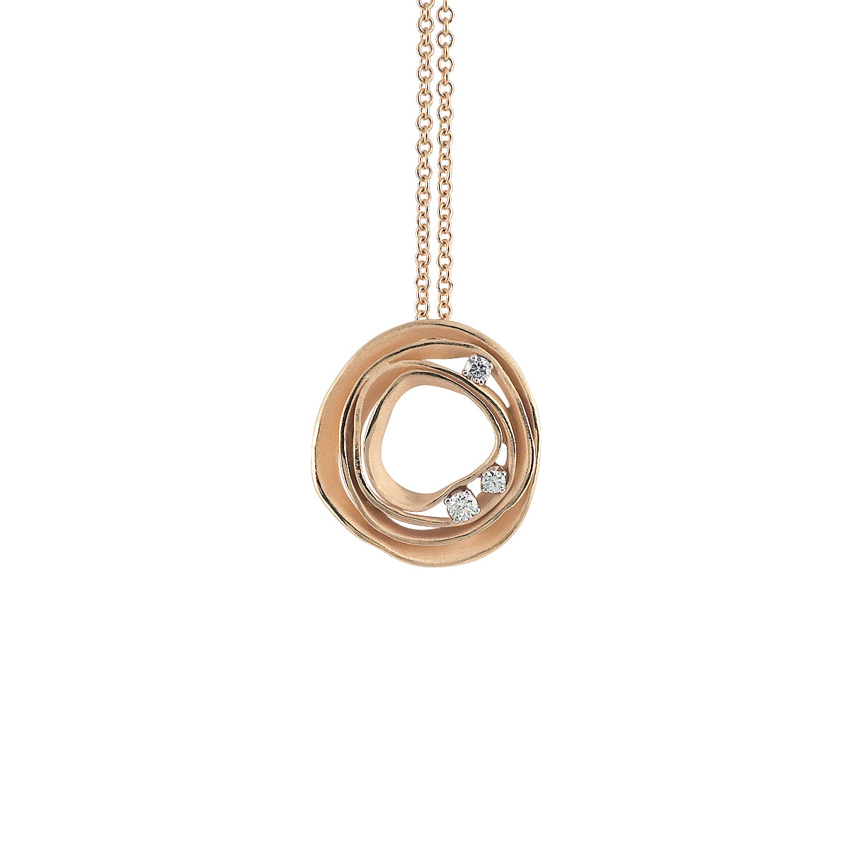 Dune Series Pendant, 18Kt Orange Apricot Gold with Diamonds