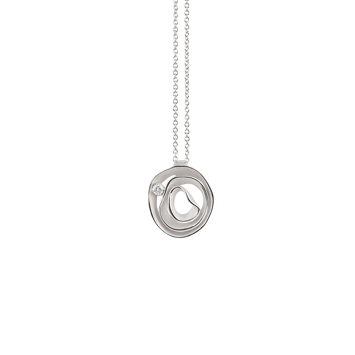 Dune Series Pendant, 18Kt White Ice Gold with Diamonds