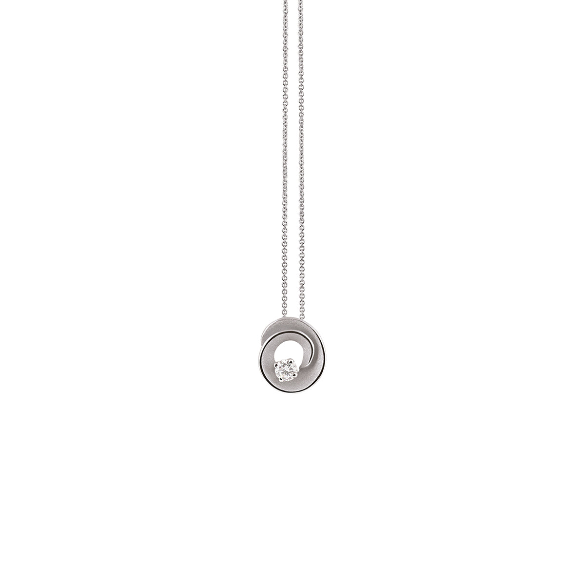 Dune Assolo Series Pendant, 18Kt White Ice Gold with Diamond