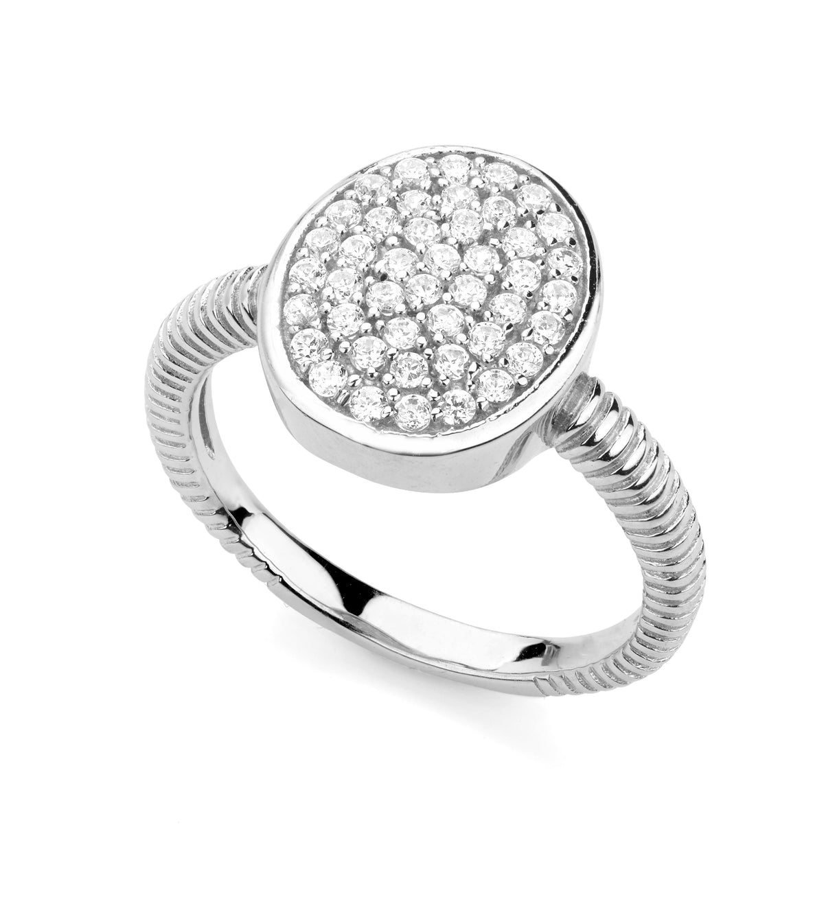 Oval Micro Pave Ring in White