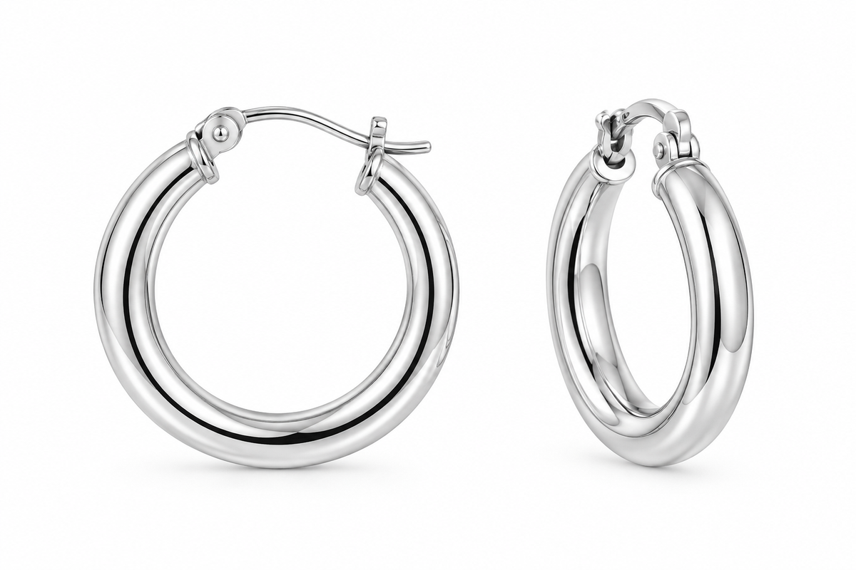 white Gold Hoop Earrings GBJ -22-04