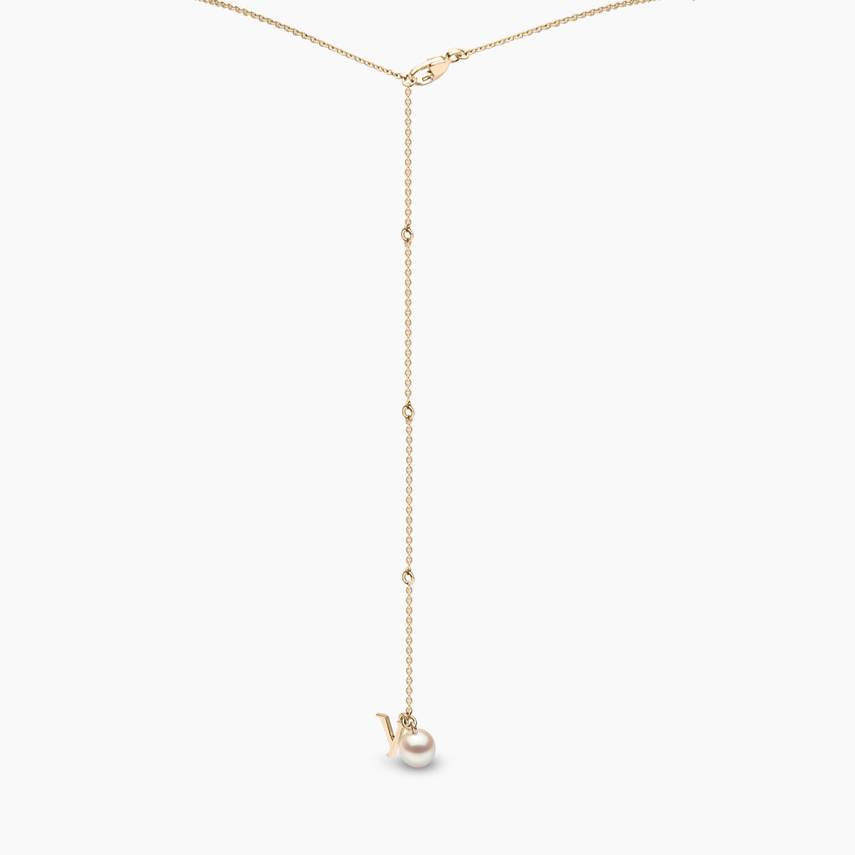 Trend 18K Gold Freshwater Pearl And Diamond Motif Chain Drop Necklace White Freshwater