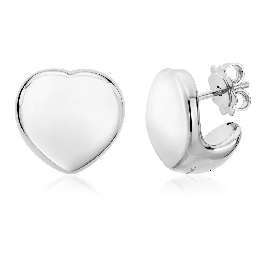 Heart Stud Earrings in White