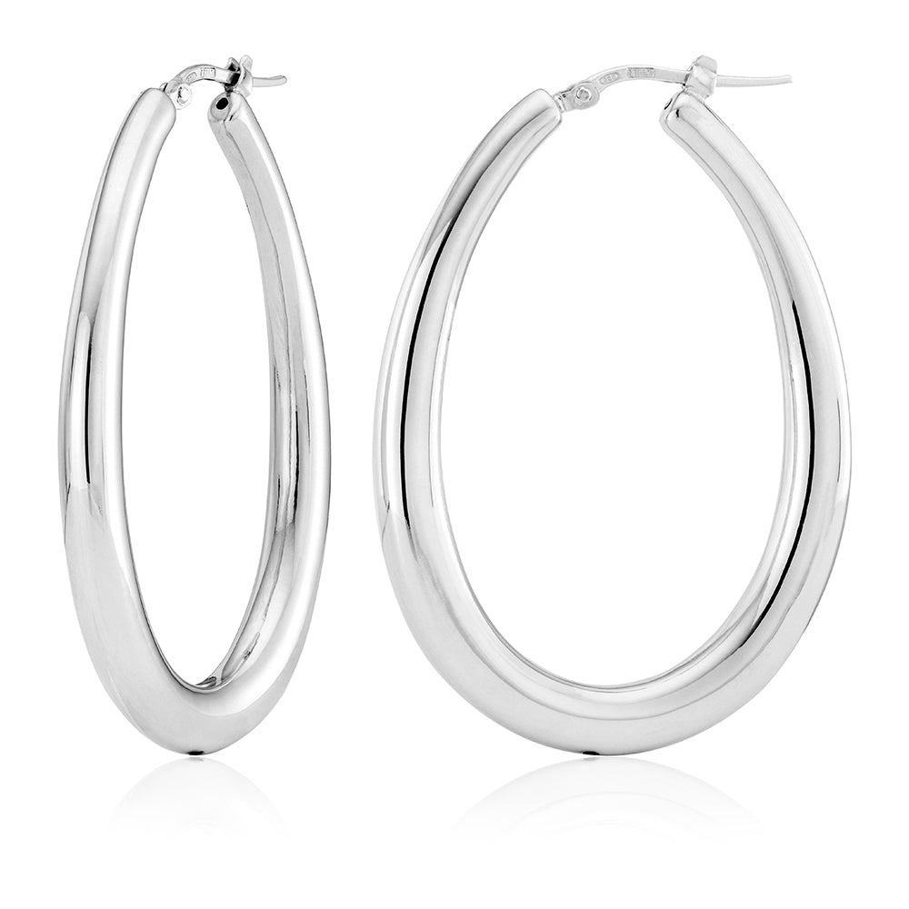 Large Oval Hoops in White