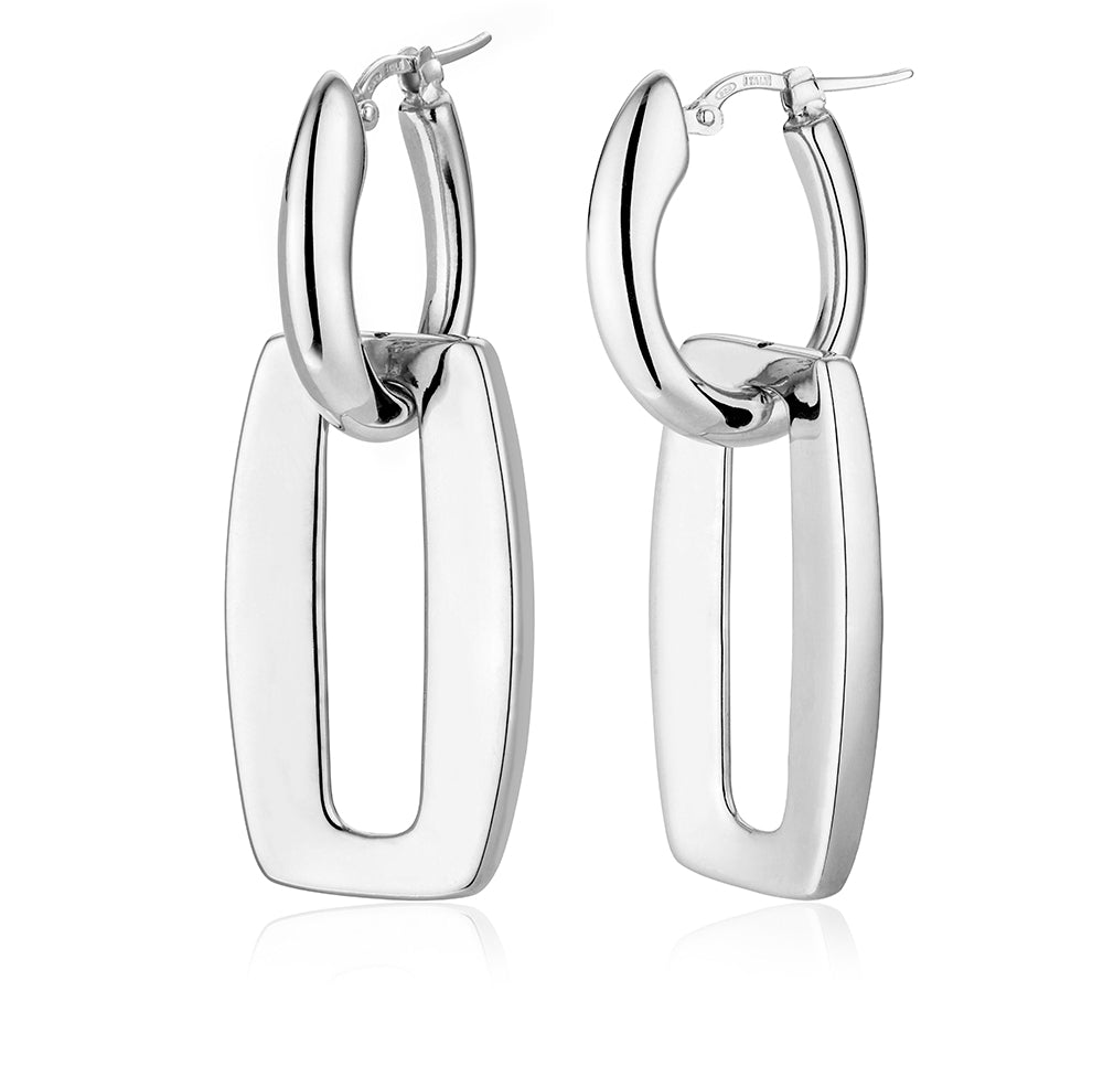 Geometric Drop Earrings in White