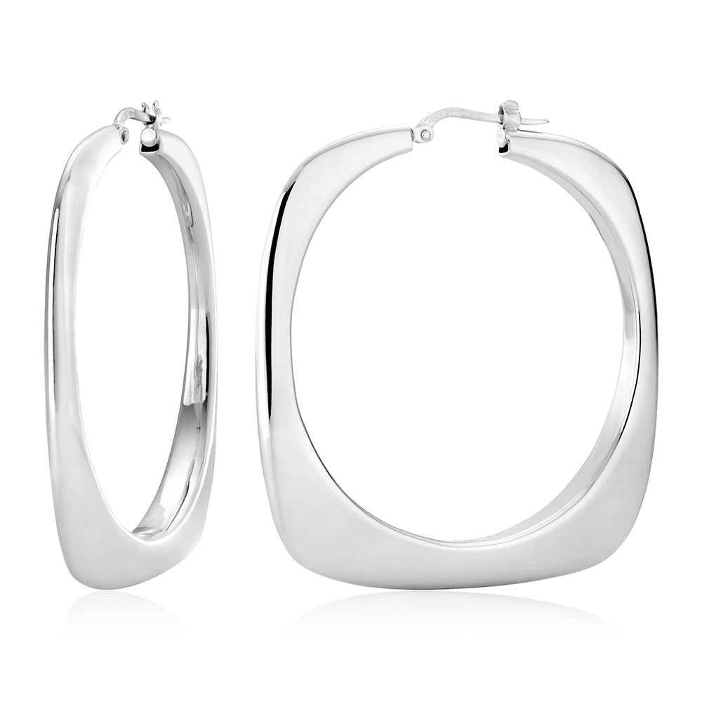 Flat Square Hoops in White