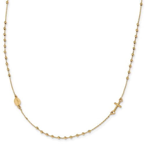 14K Hope Yellow Gold 16" Rosary Necklace - GBJ-S3153
