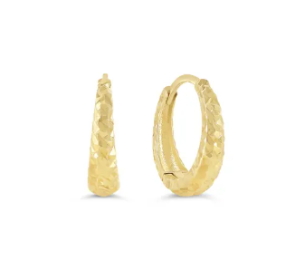 10K Yellow Gold Round Textured Huggie Earrings - GBJ-S1004I
